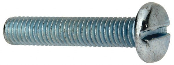 Value Collection - 3/8-16 UNC, 2" Length Under Head Slotted Drive Machine Screw - Pan Head, Grade J82 Steel, Zinc-Plated Finish, Without Washer - Exact Tooling