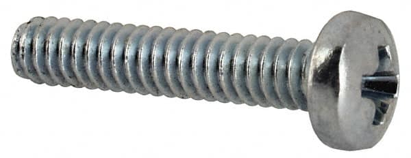 Value Collection - #3-48 UNC, 1/2" Length Under Head Phillips Drive Machine Screw - Pan Head, Grade J82 Steel, Zinc-Plated Finish, Without Washer - Exact Tooling