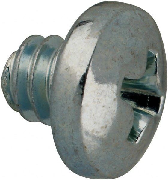 Value Collection - #10-24 UNC, 3/16" Length Under Head Phillips Drive Machine Screw - Pan Head, Grade J82 Steel, Zinc-Plated Finish, Without Washer - Exact Tooling