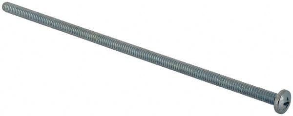 Value Collection - #10-24 UNC, 6" Length Under Head Phillips Drive Machine Screw - Pan Head, Grade J82 Steel, Zinc-Plated Finish, Without Washer - Exact Tooling