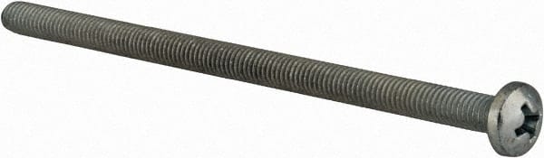Value Collection - #10-32 UNF, 3-1/2" Length Under Head Phillips Drive Machine Screw - Pan Head, Grade J82 Steel, Zinc-Plated Finish, Without Washer - Exact Tooling
