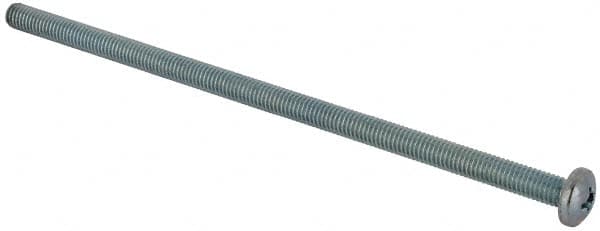 Value Collection - #10-32 UNF, 4-1/2" Length Under Head Phillips Drive Machine Screw - Pan Head, Grade J82 Steel, Zinc-Plated Finish, Without Washer - Exact Tooling