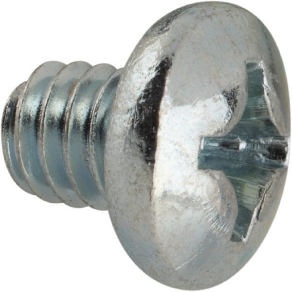 Value Collection - #12-24 UNC, 1/4" Length Under Head Phillips Drive Machine Screw - Pan Head, Grade J82 Steel, Zinc-Plated Finish, Without Washer - Exact Tooling