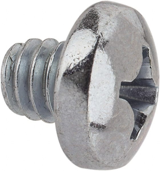 Value Collection - 1/4-20 UNC, 1/4" Length Under Head Phillips Drive Machine Screw - Pan Head, Grade J82 Steel, Zinc-Plated Finish, Without Washer - Exact Tooling