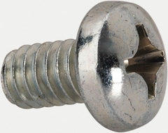 Value Collection - 1/4-20 UNC, 7/16" Length Under Head Phillips Drive Machine Screw - Pan Head, Grade J82 Steel, Zinc-Plated Finish, Without Washer - Exact Tooling