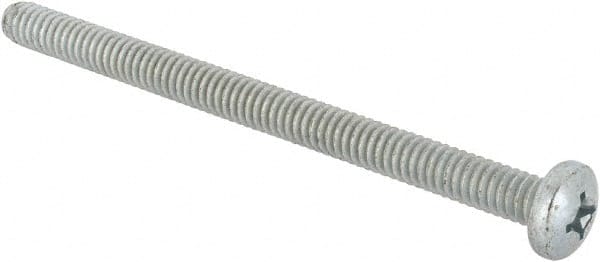 Value Collection - 1/4-20 UNC, 3-1/2" Length Under Head Phillips Drive Machine Screw - Pan Head, Grade J82 Steel, Zinc-Plated Finish, Without Washer - Exact Tooling