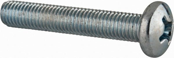Value Collection - 1/4-28 UNF, 1-1/2" Length Under Head Phillips Drive Machine Screw - Pan Head, Grade J82 Steel, Zinc-Plated Finish, Without Washer - Exact Tooling