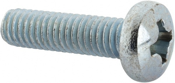 Value Collection - 5/16-18 UNC, 1-1/4" Length Under Head Phillips Drive Machine Screw - Pan Head, Grade J82 Steel, Zinc-Plated Finish, Without Washer - Exact Tooling