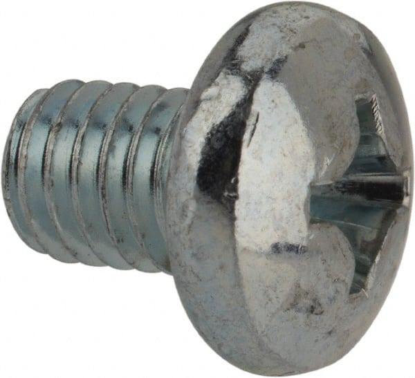 Value Collection - 3/8-16 UNC, 1/2" Length Under Head Phillips Drive Machine Screw - Pan Head, Grade J82 Steel, Zinc-Plated Finish, Without Washer - Exact Tooling