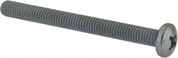 Value Collection - 3/8-16 UNC, 4" Length Under Head Phillips Drive Machine Screw - Pan Head, Grade J82 Steel, Zinc-Plated Finish, Without Washer - Exact Tooling