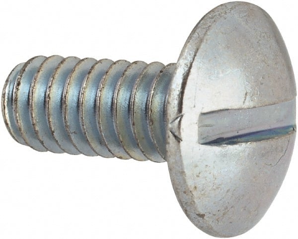 Value Collection - #12-24 UNC, 1/2" Length Under Head Slotted Drive Machine Screw - Truss Head, Grade J82 Steel, Zinc-Plated Finish, Without Washer - Exact Tooling