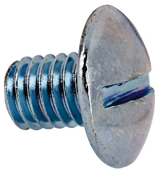 Value Collection - 3/8-16 UNC, 1/2" Length Under Head Slotted Drive Machine Screw - Truss Head, Grade J82 Steel, Zinc-Plated Finish, Without Washer - Exact Tooling