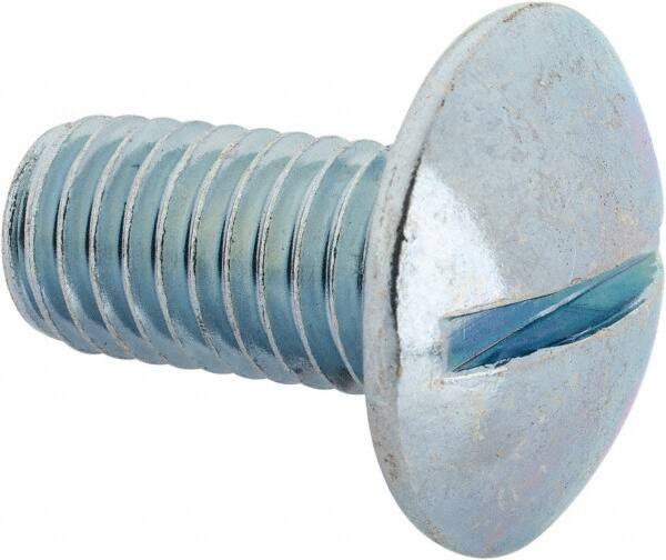 Value Collection - 1/2-13 UNC, 1" Length Under Head Slotted Drive Machine Screw - Truss Head, Grade J82 Steel, Zinc-Plated Finish, Without Washer - Exact Tooling