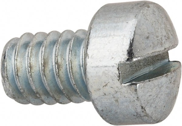 Value Collection - 1/4-20 UNC, 3/8" Length Under Head Slotted Drive Machine Screw - Fillister Head, Grade J82 Steel, Zinc-Plated Finish, Without Washer - Exact Tooling
