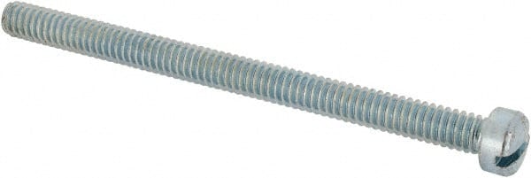 Value Collection - 1/4-20 UNC, 3-1/2" Length Under Head Slotted Drive Machine Screw - Fillister Head, Grade J82 Steel, Zinc-Plated Finish, Without Washer - Exact Tooling