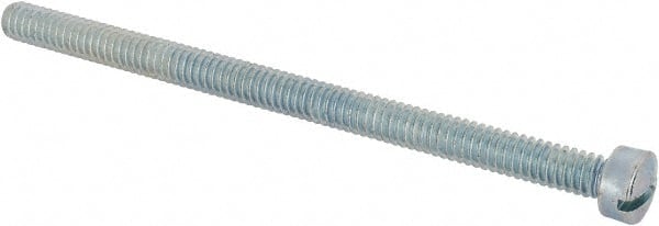 Value Collection - 1/4-20 UNC, 4" Length Under Head Slotted Drive Machine Screw - Fillister Head, Grade J82 Steel, Zinc-Plated Finish, Without Washer - Exact Tooling
