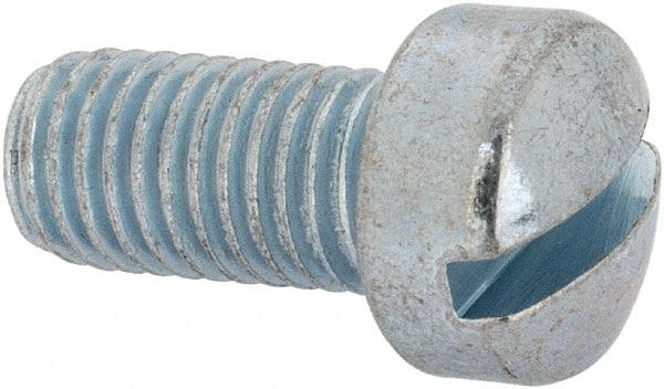 Value Collection - 1/4-28 UNF, 1/2" Length Under Head Slotted Drive Machine Screw - Fillister Head, Grade J82 Steel, Zinc-Plated Finish, Without Washer - Exact Tooling