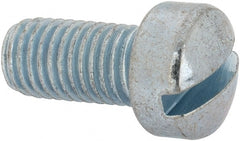 Value Collection - 1/4-28 UNF, 1/2" Length Under Head Slotted Drive Machine Screw - Fillister Head, Grade J82 Steel, Zinc-Plated Finish, Without Washer - Exact Tooling
