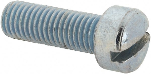 Value Collection - 1/4-28 UNF, 3/4" Length Under Head Slotted Drive Machine Screw - Fillister Head, Grade J82 Steel, Zinc-Plated Finish, Without Washer - Exact Tooling
