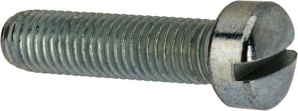 Value Collection - 1/4-28 UNF, 1" Length Under Head Slotted Drive Machine Screw - Fillister Head, Grade J82 Steel, Zinc-Plated Finish, Without Washer - Exact Tooling