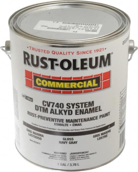 Rust-Oleum - 1 Gal Navy Gray Gloss Finish Alkyd Enamel Paint - 278 to 509 Sq Ft per Gal, Interior/Exterior, Direct to Metal, <100 gL VOC Compliance - Exact Tooling