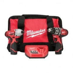 Milwaukee Tool - 12 Volt Cordless Tool Combination Kit - Includes 1/4" Hex Impact Driver & 3/8" Hammer Drill, Lithium-Ion Battery Included - Exact Tooling