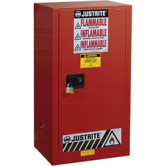 Justrite - 1 Door 2 Shelf 20 Gal Safety Cabinet for Combustible Liquids - Exact Tooling