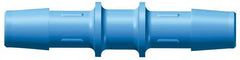 Made in USA - 5/16" Barb, Polypropylene Single Barbed Tube Straight Coupler - Blue, Male - Exact Tooling