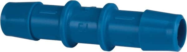 Made in USA - 1/2" Barb, HDPE Single Barbed Tube Straight Coupler - Blue, Male - Exact Tooling