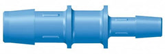 Made in USA - 5/8 x 1/2" Barb, Polypropylene Single Barbed Tube Reducer - Blue, Male - Exact Tooling
