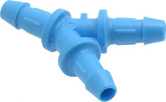 Made in USA - 1/8" Barb, HDPE Single Barbed Tube Y Connector - Blue, Male - Exact Tooling
