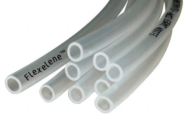 Made in USA - 1/8" ID x 1/4" OD, 1/16" Wall Thickness, 100' Long, Polyethylene Tube - Transparent Clear, 150 Max psi, 92 Shore A Hardness, -40 to 170°F - Exact Tooling