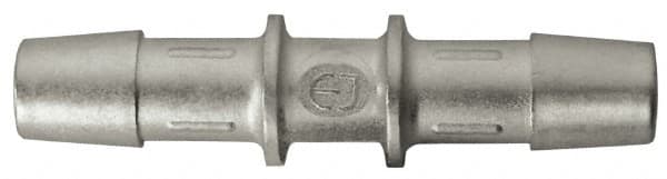 Made in USA - 0.695" Tube ID, Metal Barbed Straight Tube Coupler - Stainless Steel - Exact Tooling
