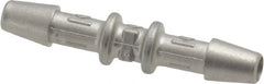 Made in USA - 0.082" Tube ID, Metal Barbed Straight Tube Coupler - Stainless Steel - Exact Tooling