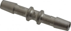 Made in USA - 0.127" Tube ID, Metal Barbed Straight Tube Coupler - Stainless Steel - Exact Tooling
