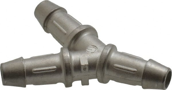 Made in USA - 0.1" Tube ID, Metal Barbed Y Tube Tube Connector - Stainless Steel - Exact Tooling