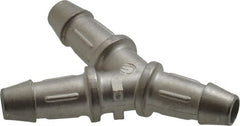 Made in USA - 0.1" Tube ID, Metal Barbed Y Tube Tube Connector - Stainless Steel - Exact Tooling