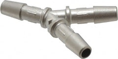 Made in USA - 0.127" Tube ID, Metal Barbed Y Tube Tube Connector - Stainless Steel - Exact Tooling