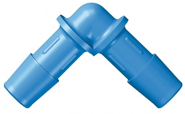 Made in USA - 3/4" Barb, HDPE Single Barbed Tube Elbow - Blue, Male - Exact Tooling