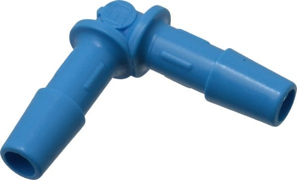 Made in USA - 1/4" Barb, HDPE Single Barbed Tube Elbow - Blue, Male - Exact Tooling