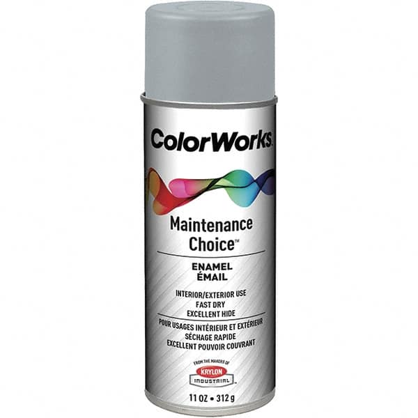 Krylon - Light Machinery Gray, Enamel Spray Paint - 15 to 18 Sq Ft per Can, 16 oz Container, Use on General Industrial Maintenance & Touch-up Work - Exact Tooling