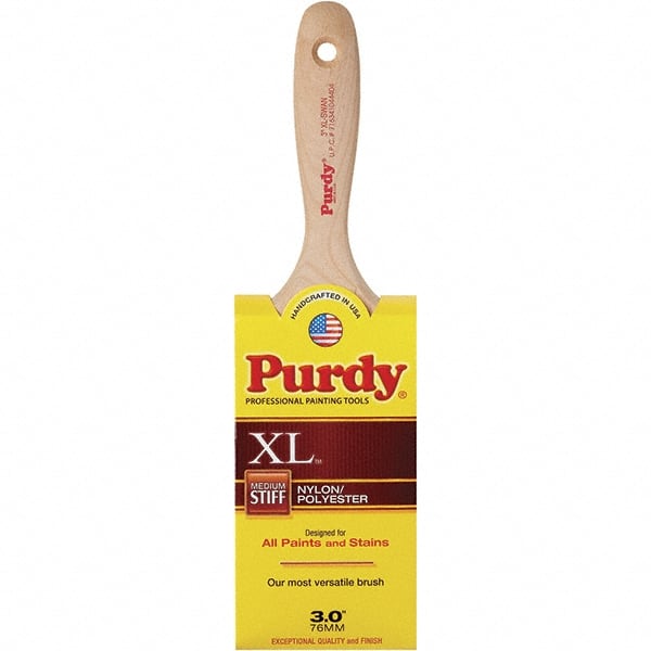 Purdy - 3" Flat Synthetic General Purpose Paint Brush - 3-7/16" Bristle Length, 6" Wood Beavertail Handle - Exact Tooling