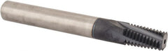 Iscar - 1/4-18 to 3/8-18 NPT, 3/8" Cutting Diam, 4 Flute, Solid Carbide Helical Flute Thread Mill - Internal/External Thread, 0.64" LOC, 3" OAL, 3/8" Shank Diam - Exact Tooling
