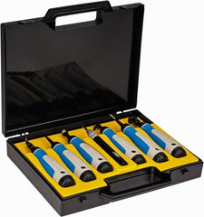 Noga - 7 Piece High Speed Steel Blade Hand Deburring Tool Set - S, C, D, L, K Blade Holder, S20, S30, S100;C20;D50, D66;T80;L3;N80K Blades, For Holes, Straight Edge, Curved Edge, Bushing Scraping, External Shaft, Small Ridges - Exact Tooling