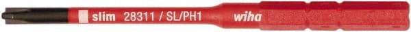 Wiha - 44mm Drive, #1 Reversible Phillips/Slotted Screwdriver Bit - 75mm OAL - Exact Tooling
