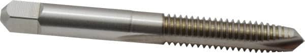 Hertel - 5/16-18 UNC, 2 Flute, Bright Finish, High Speed Steel Spiral Point Tap - Plug Chamfer, Right Hand Thread, 2-23/32" OAL - Exact Tooling