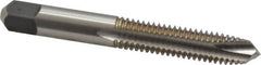 Hertel - 3/8-16 UNC, 3 Flute, Bright Finish, High Speed Steel Spiral Point Tap - Plug Chamfer, Right Hand Thread, 2-15/16" OAL - Exact Tooling