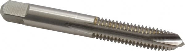 Hertel - 3/8-16 UNC, 3 Flute, Bright Finish, High Speed Steel Spiral Point Tap - Plug Chamfer, Right Hand Thread, 2-15/16" OAL, 2B Class of Fit - Exact Tooling