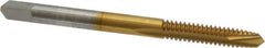 Hertel - #10-24 UNC, 2 Flute, TiN Finish, High Speed Steel Spiral Point Tap - Plug Chamfer, Right Hand Thread, 2-3/8" OAL, 2B/3B Class of Fit - Exact Tooling