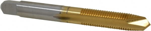 Hertel - 5/16-24 UNF, 2 Flute, TiN Finish, High Speed Steel Spiral Point Tap - Plug Chamfer, Right Hand Thread, 2-23/32" OAL, 3B Class of Fit - Exact Tooling